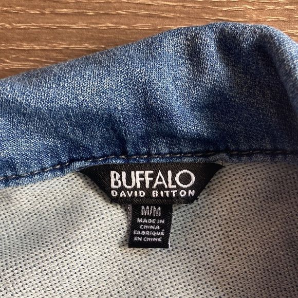 Womens Medium Upcycled Buffalo David Britton Stretch Denim Boho Jacket W/ Cat - Picture 3 of 14